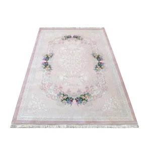 Rózsaszín csúszásgátlós szőnyeg, finom virágmintával Szélesség: 80 cm | Hossz: 150 cm #366366