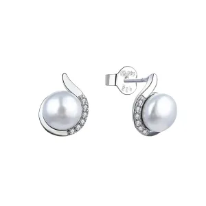 MOISS Elegáns ezüst fülbevaló gyöngyökkel és cirkóniumokkal E0001852 #1361694