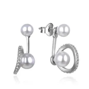 MOISS Eredeti ezüst fülbevaló gyönggyel 2 az 1-ben E0003088 #1361666