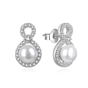 MOISS Gyönyörű ezüst fülbevaló gyöngyökkel és cirkónium kövekkel E0003120 #1361671