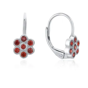 MOISS Játékos ezüst fülbevalók vörös cirkónium kövekkel Virágok E0002229