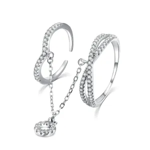 MOISS Luxus dupla ezüst gyűrű cirkónium kövekkel R00022 56 mm