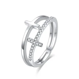 MOISS Luxus dupla ezüst gyűrű keresztekkel R00020 52 mm
