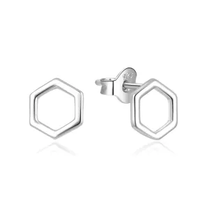MOISS Minimalista ezüst bedugós fülbevaló Hexagon E0002558