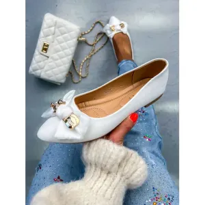 Elegáns fehér balerina cipő DELPHINE méret: 37