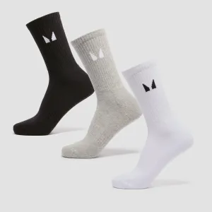 MP Unisex Crew zokni (3 pár) - fehér/fekete/szürke márga - UK 6-8