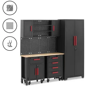 Szerszámos szekrény - moduláris - 132 x 42,7 x 2,5 cm-es panel - perforált fal - 2 gurulós konténer - zárható | MSW