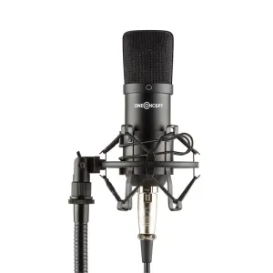 OneConcept Mic-700, stúdió mikrofon, Ø 34 mm, kardioid, pók, szél elleni védelem, XLR, fekete