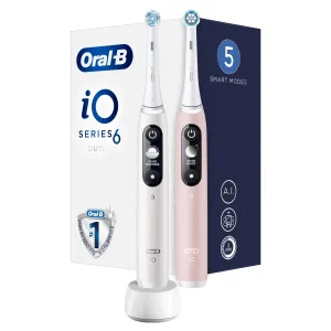 Oral B Elektromos fogkefe iO6 Series Duo Pack White/Pink Sand Extra Handle 2 db