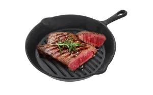 Öntöttvas grill serpenyő steakekhez, bordázott aljjal - átmérő 24 cm - ORION