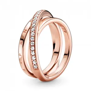 PANDORA aranyozott Összefonódó pavé karikagyűrű  gyűrű 189057C01 #379629