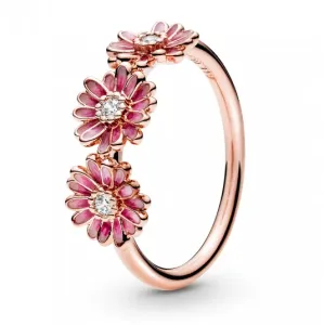 PANDORA aranyozott Rózsaszín százszorszép trió gyűrű  gyűrű 188792C01 #388165