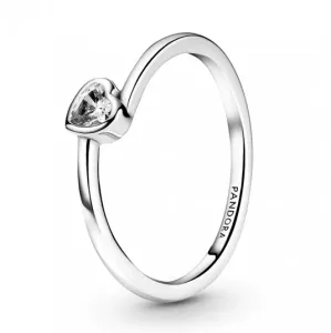 PANDORA Áttetsző döntött szív szoliter gyűrű  gyűrű 199267C02 #1092247