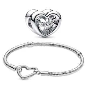PANDORA karkötő és Heart charm szett  karkötő 599539C00+792493C01 #723268