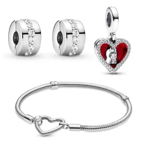 PANDORA karkötő készlet szív gyöngyökkel  karkötő 599539C00+2x791972CZ+793119C01 #1430991