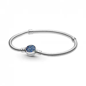 PANDORA Moments szikrázó kék kapcsos kígyólánc karkötő  karkötő 599288C01 #659251