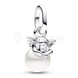 Pandora Ezüst mini medál Angyal gyönggyel ME 793108C01