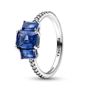 Pandora Csillogó ezüst gyűrű kék kristályokkal 192389C01 56 mm
