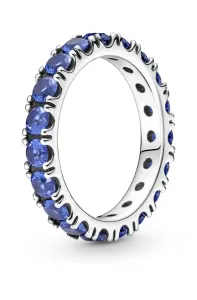 Pandora Csillogó ezüst gyűrű kék kristályokkal Eternity 190050C02 52 mm