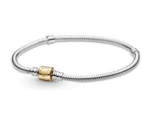 Pandora Elegáns ezüst karkötő arany csattal 599347C00 21 cm