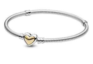 Pandora Ezüst bicolor karkötő szívvel Moments 599380C00 18 cm
