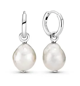 Pandora Gyengéd ezüst fülbevalók valódi barokk gyöngyökkel 2 az 1-ben 299426C01