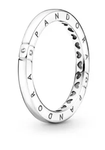 Pandora Gyengéd ezüst gyűrű Márkalogó és szívek 199482C01 50 mm