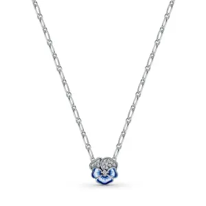 Pandora Gyönyörű ezüst nyaklánc Kék árvácska 390770C01-50 (lánc, medál)