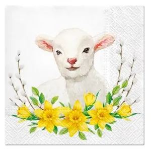 Decoupage szalvéták Lamb with Wreath - 1 db (húsvéti decoupage szalvéták)