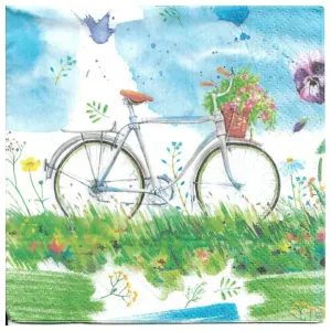 Decoupage szalvéták Watercolour Bicycle - 1 db (decoupage szalvéták)