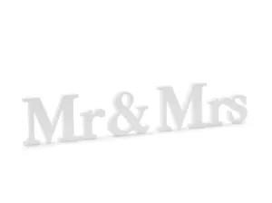 Fából készült Mr & Mrs tábla - fehér, 50 x 9.5cm - PartyDeco