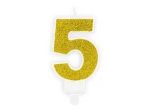 Arany születésnapi gyertya 5, 7 cm - PartyDeco