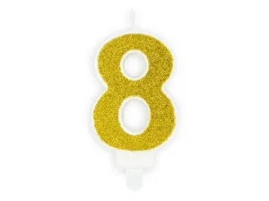 Arany születésnapi gyertya 8, 7 cm - PartyDeco