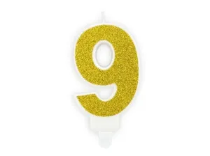 Arany születésnapi gyertya 9, 7 cm - PartyDeco