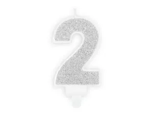 Ezüst születésnapi gyertya 2, 7 cm - PartyDeco