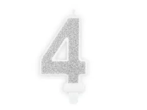 Ezüst születésnapi gyertya 4, 7 cm - PartyDeco