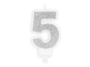 Ezüst születésnapi gyertya 5, 7 cm - PartyDeco