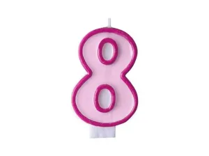 Rózsaszín születésnapi gyertya 8, 7 cm - PartyDeco
