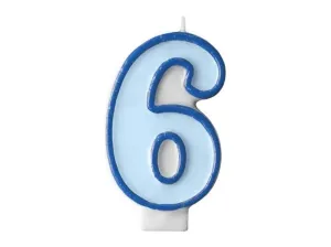 Kék születésnapi gyertya 6, 7 cm - PartyDeco
