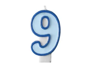 Kék születésnapi gyertya 9, 7 cm - PartyDeco