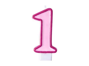 Rózsaszín születésnapi gyertya 1, 7 cm - PartyDeco
