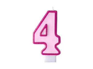 Rózsaszín születésnapi gyertya 4, 7 cm - PartyDeco