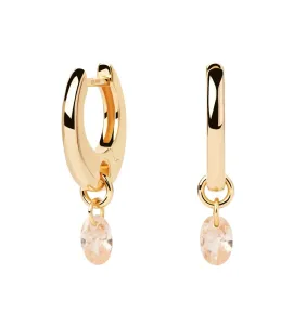 PDPAOLA Aranyozott karika fülbevalók medálokkal Peach Lily Gold AR01-B93-U