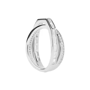 PDPAOLA Csillogó ezüst gyűrű cirkónium kövekkel Olivia Essentials AN02-A10 56 mm