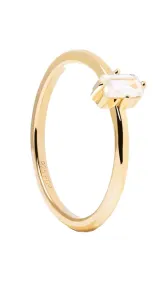 PDPAOLA Elegáns aranyozott gyűrű átlátszó cirkónium kővel MIA Gold AN01-806 52 mm