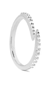 PDPAOLA Ezüst nyitott gyűrű átlátszó cirkónium kövekkel EMBRACE Silver AN02-805 52 mm