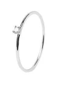 PDPAOLA Minimalista ezüst gyűrű cirkónium kővel White Solitary Essentials AN02-156 52 mm