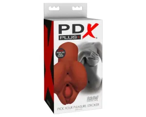 PDX Pick Your Pleasure Stroker - 2in1 élethű maszturbátor (barna)