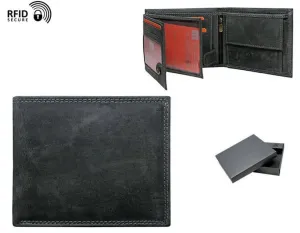 Bőr pénztárca fekete színben  RFID