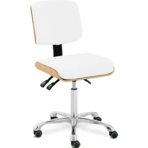 Gurulós szék háttámlával - 575–775 mm - 160 kg - Természetes fa, Fehér | physa